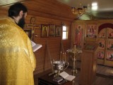 Молебен на полевом стане в передвижном храме